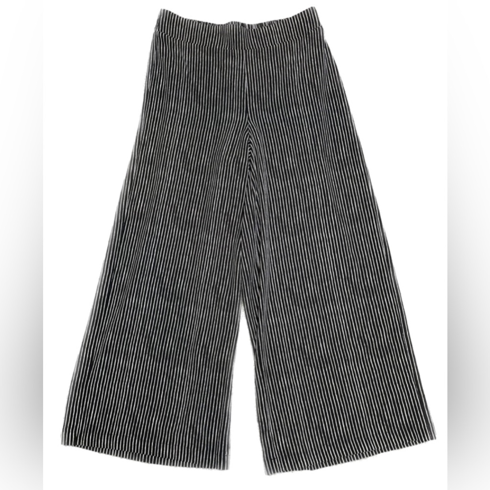 NWT Adrianna Papell Wide Leg Black & White Textured Striped Pants Size Medium